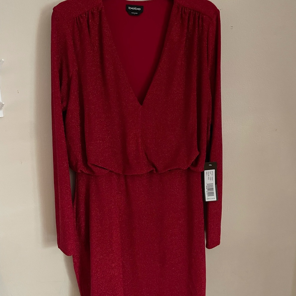New Bebe Red Glitter dress, very flattering